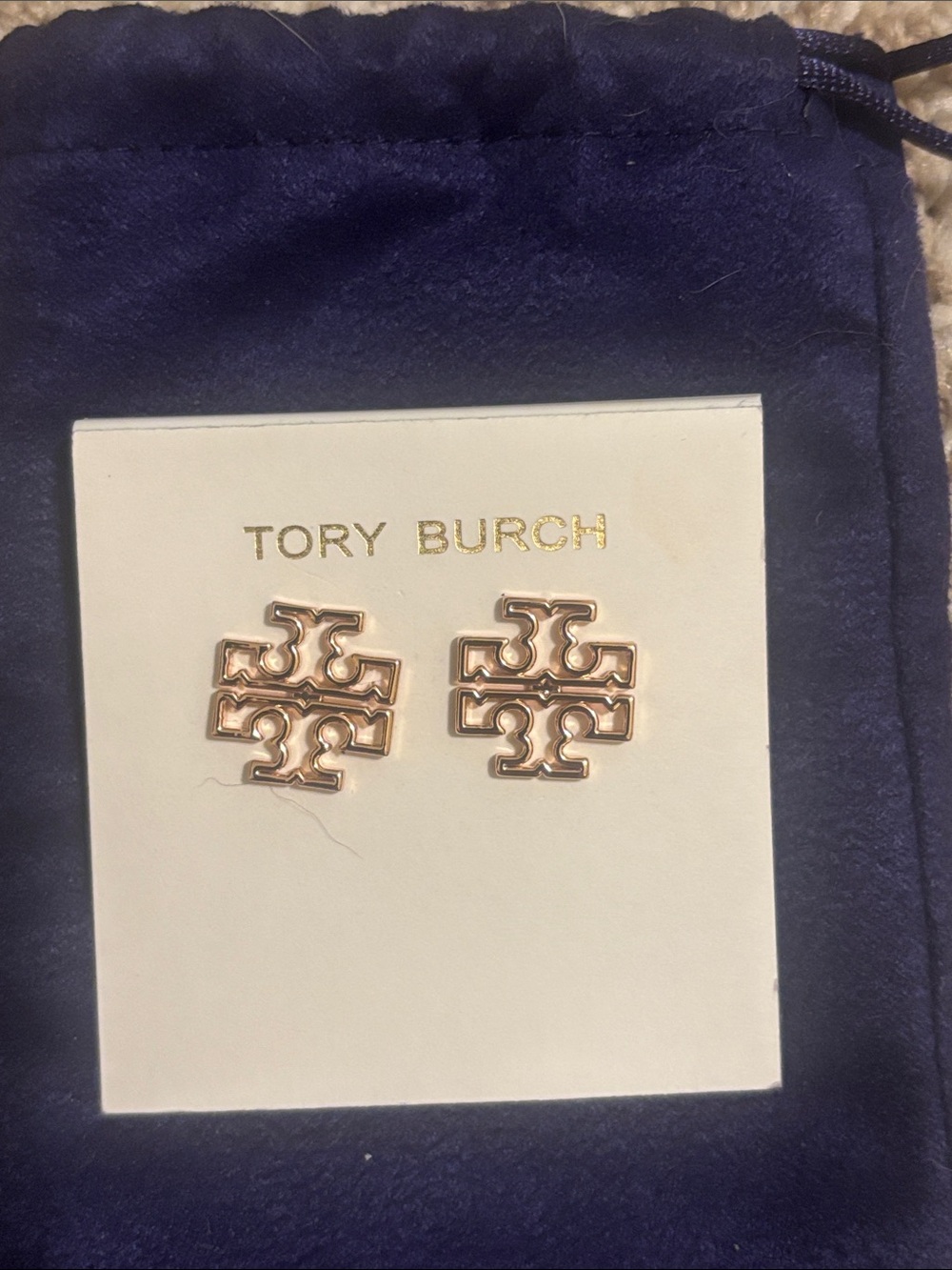 Tory Burch Britten Logo Stud Earrings
